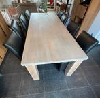 Houten tafel met 10 stoelen, Huis en Inrichting, Tafels | Eettafels, Ophalen, Gebruikt, 100 tot 150 cm, 200 cm of meer