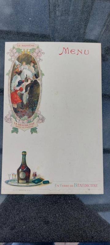 Oude blanco menukaart menu Bénédictine Baptême doop beschikbaar voor biedingen
