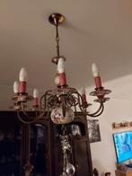 lustre vintage italien en laiton et porcelaine. 8 bras, Enlèvement, Utilisé