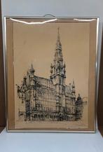 Lithografie, Grote Markt in Brussel José Van Gucht 1942, Antiek en Kunst, Kunst | Etsen en Gravures