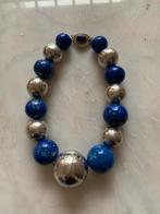 Zeer mooie lapis lazuli stenen ketting en zilveren bolletjes, Zo goed als nieuw, Zilver, Zilver