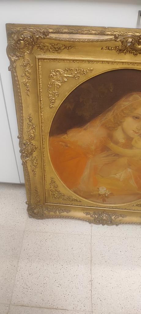 Belgische school (XIX) - Vrouw met kind/Madonna met kind, Antiek en Kunst, Kunst | Schilderijen | Klassiek, Ophalen of Verzenden