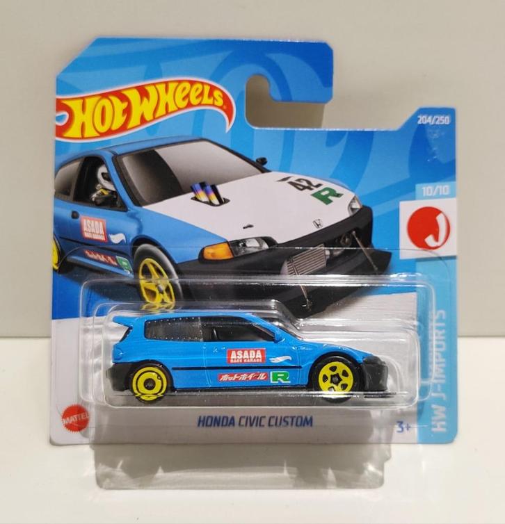 Hot Wheels Honda Civic Custom Blauw (2022), Hobby en Vrije tijd, Modelauto's | Overige schalen, Ophalen of Verzenden
