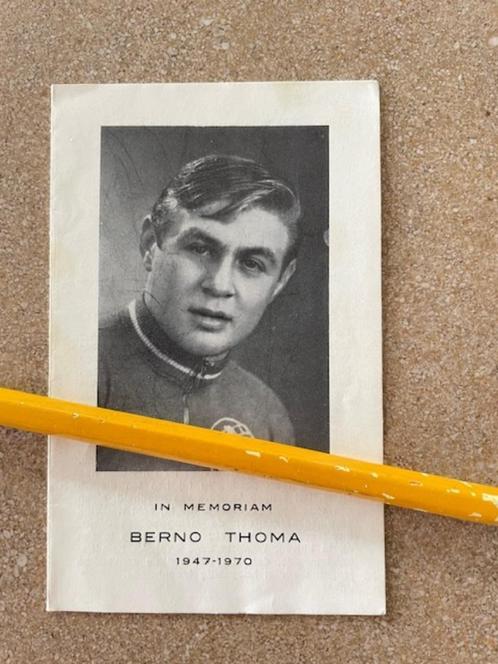 BELGISCHE BEROEPSRENNER DHR BERNO THOMA  MENEN 1947, Verzamelen, Bidprentjes en Rouwkaarten, Bidprentje, Ophalen of Verzenden