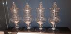 4 grote glazen bokalen / vazen met deksel, Ophalen, Overige kleuren, Minder dan 50 cm, Glas