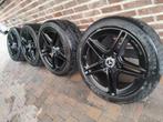 4 velgen met banden 18 inch AMG Mercedes zwart, Auto-onderdelen, Banden en Velgen, 18 inch, Gebruikt, Ophalen of Verzenden, Band(en)
