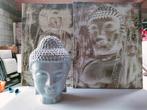 Boeddha hoofd en twee canvas, Maison & Meubles, Accessoires pour la Maison | Statues de Bouddha, Comme neuf, Enlèvement ou Envoi