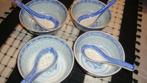 4 anciens bols à riz chinois avec cuillères assorties., Enlèvement ou Envoi
