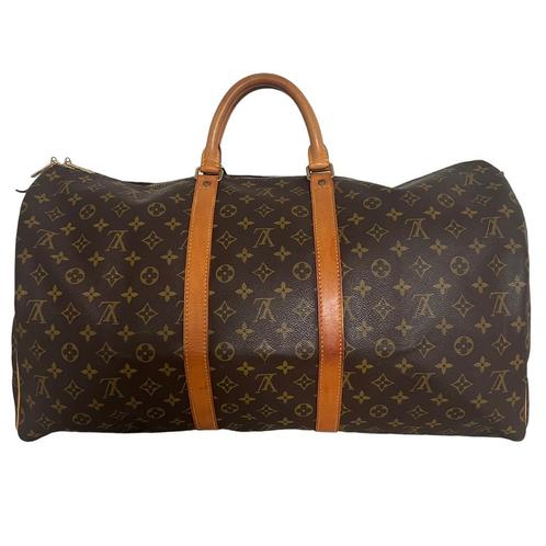 Louis Vuitton Keepall 55 monogram, Handtassen en Accessoires, Tassen | Reistassen en Weekendtassen, Zo goed als nieuw, Bruin, 40 tot 60 cm