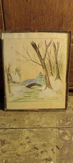 Petite aquarelle sur carton signé A. Van Nuffel, 12x14, n18, Enlèvement