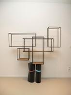 Groot metalen wandrek met houten legplanken, Ophalen, Zo goed als nieuw