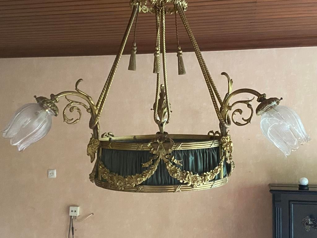 Antieke luster, Huis en Inrichting, Lampen | Kroonluchters, Ophalen, Gebruikt, Overige materialen