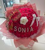 Bouquet de roses en savon personnalisé – Cadeau original, Enlèvement ou Envoi, Comme neuf, Décoration