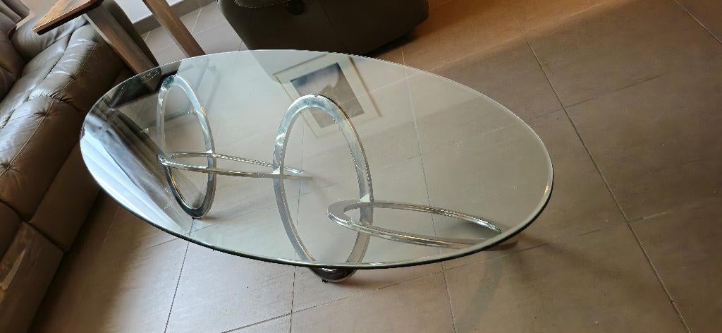 Salontafel met Glas, Ophalen, 50 tot 100 cm, Zo goed als nieuw, Glas