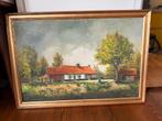 Schilderijen met kader - olie op doek - landschap met hoeve, Antiek en Kunst, Ophalen