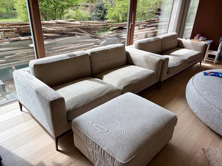 Canapé (s) design 3 places par Abitare +/- pouf, Maison & Meubles, Canapés | Coins salons complets, Utilisé, Bois, Tissus, Enlèvement