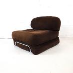 Vintage slaapfauteuil jaren 70 bruin corduroy gecapitonneerd, Ophalen, Stof