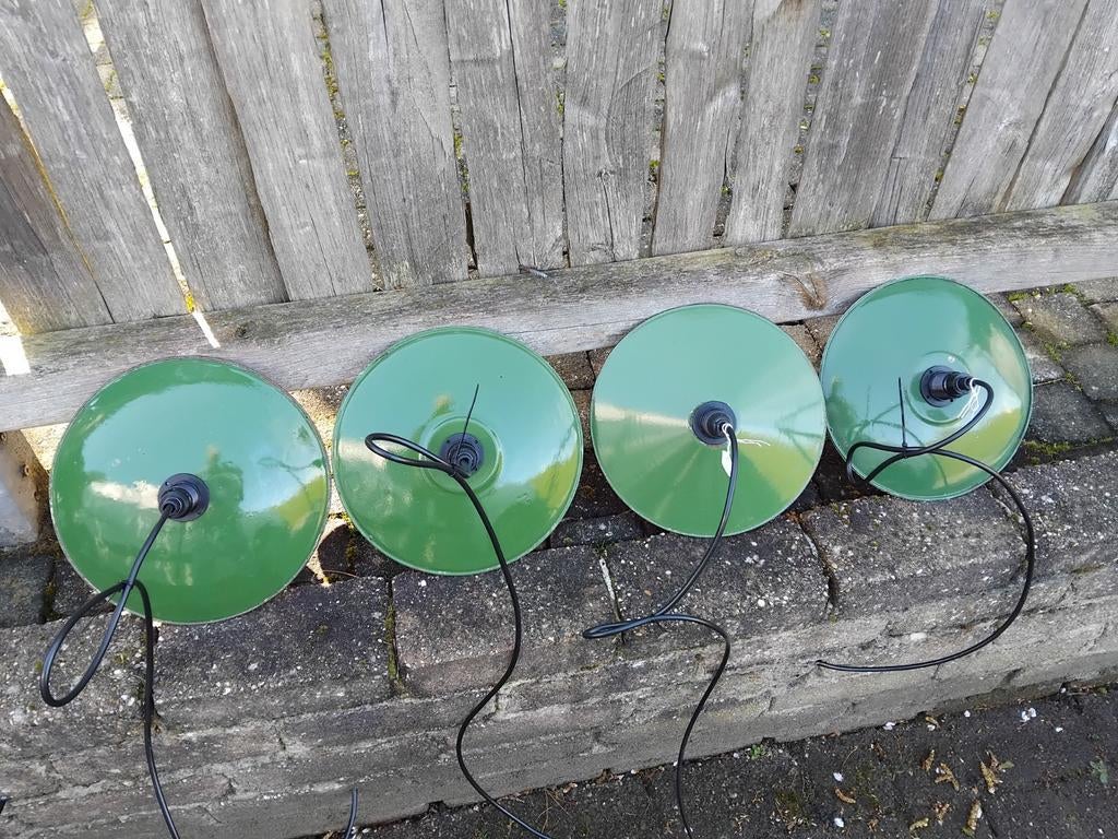 Suspensions vintage rétro émaillées vertes E14, Enlèvement ou Envoi