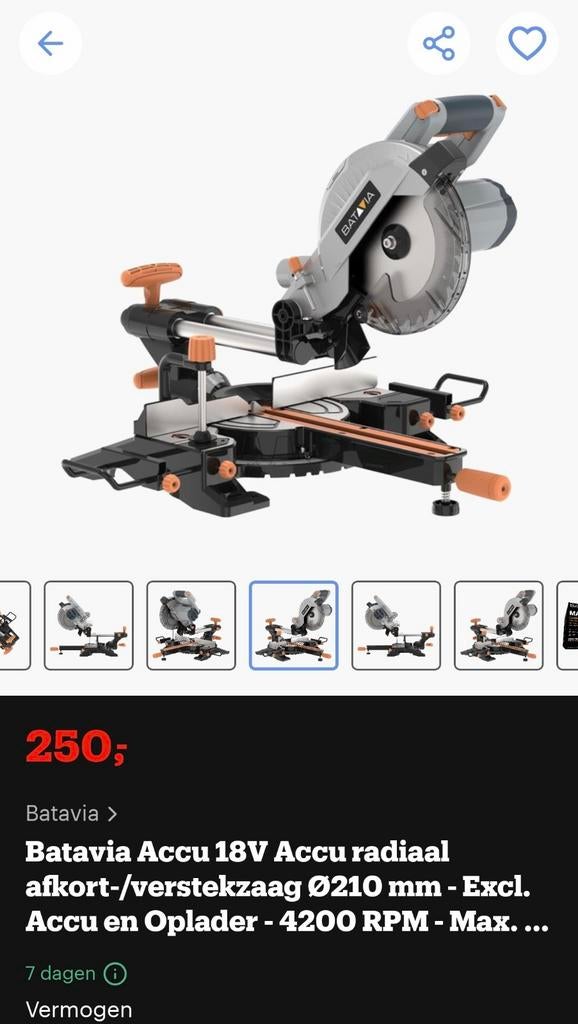 Scie à onglets Batavia Accu 18V Accu -, Enlèvement