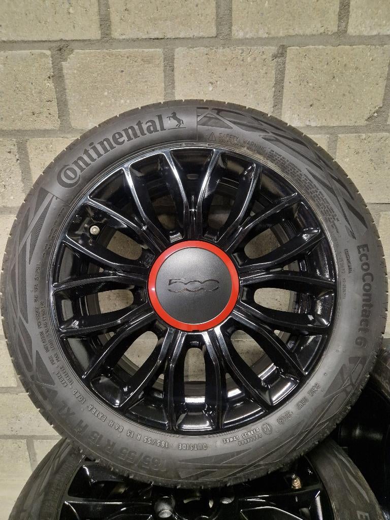 Fiat 500 velgen met banden, Ophalen, 15 inch, Banden en Velgen, 185 mm