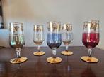 set van 5 vintage gekleurde glazen, Ophalen of Verzenden