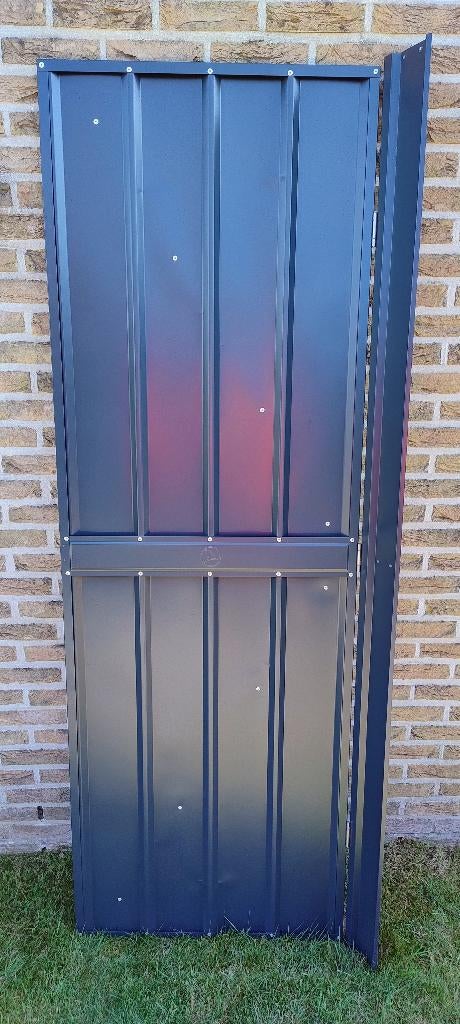 Deur tuinhuis uit plaatstaal, kleur Antraciet, Tuin en Terras, Tuinhuizen, Ophalen, Zo goed als nieuw, Metaal, Tuinhuis