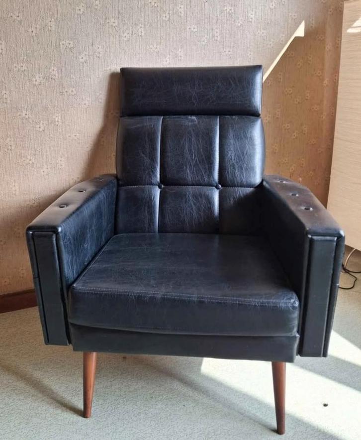Fauteuil vintage noir des années 1960, Maison & Meubles, Canapés | Sofas & Chaises Longues, Enlèvement