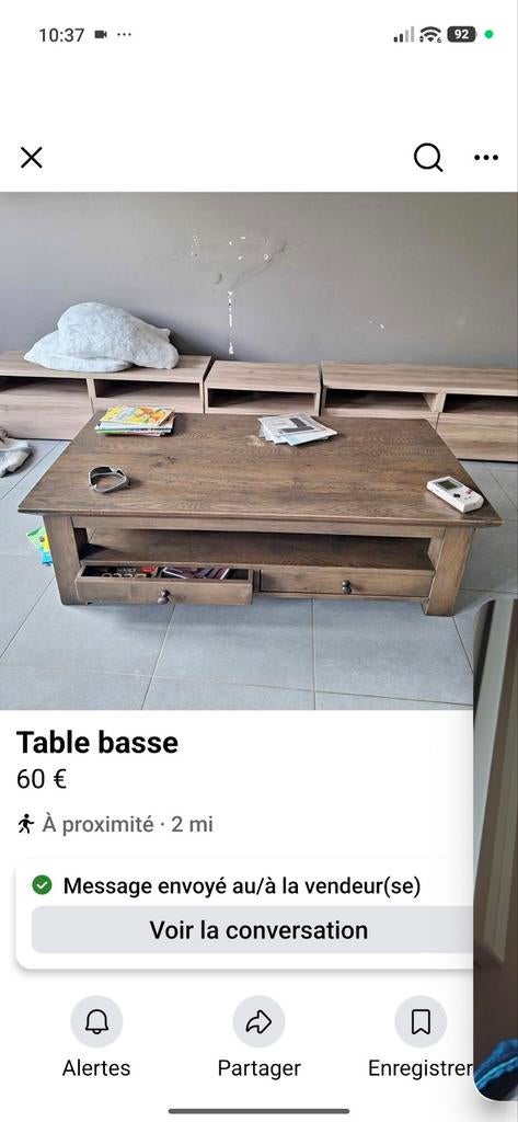 Table basse de Salon en bois, Maison & Meubles, Enlèvement