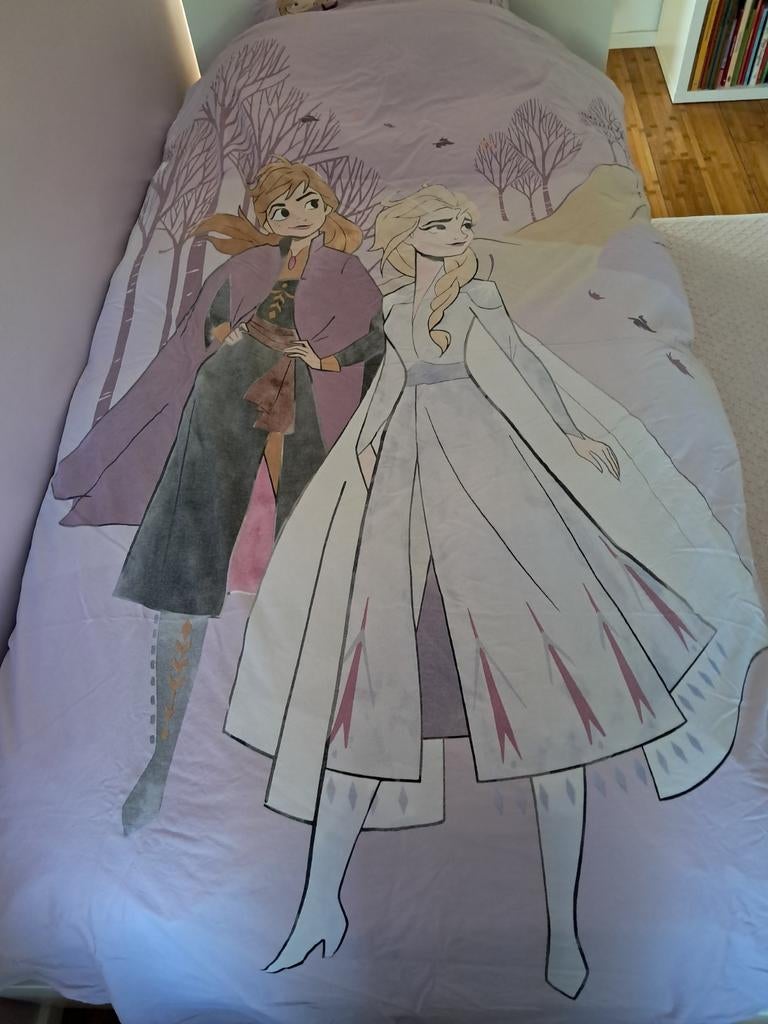 Dekbedovertrek eenpersoonsbed Frozen katoen, Gebruikt, Jongetje of Meisje, Ophalen of Verzenden, Paars