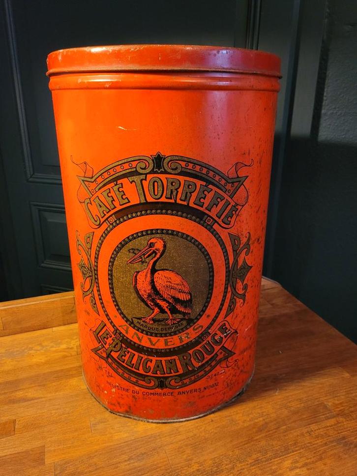 Ancienne boîte XXL Le Pelican Rouge fr/nl, Collections, Boîte en métal, Enlèvement ou Envoi