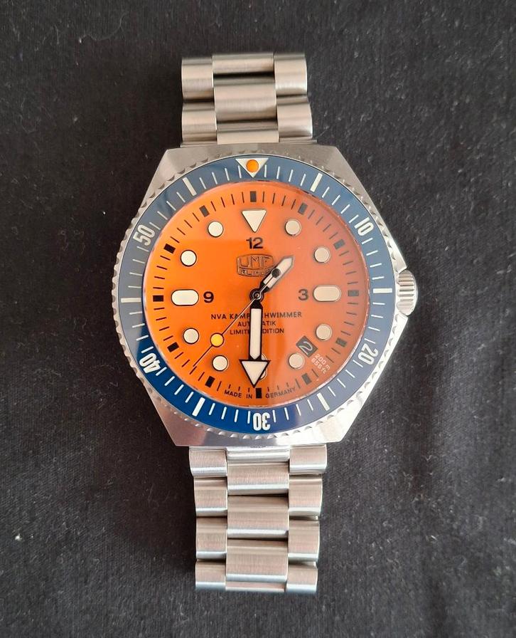 UMF-Ruhla NVA Kampfschwimmer - full lume dial - full set, Handtassen en Accessoires, Horloges | Heren, Zo goed als nieuw, Polshorloge