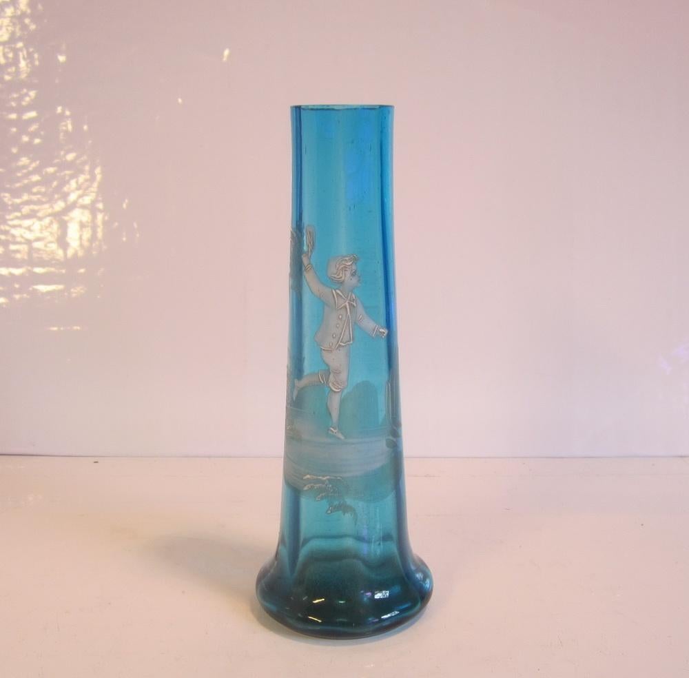Vase antique Mary Gregory avec motif en émail, vers 1880, Antiquités & Art, Envoi