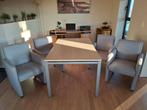 Mooie tafel met 4 zeteltjes op wielen, Ophalen, Zo goed als nieuw