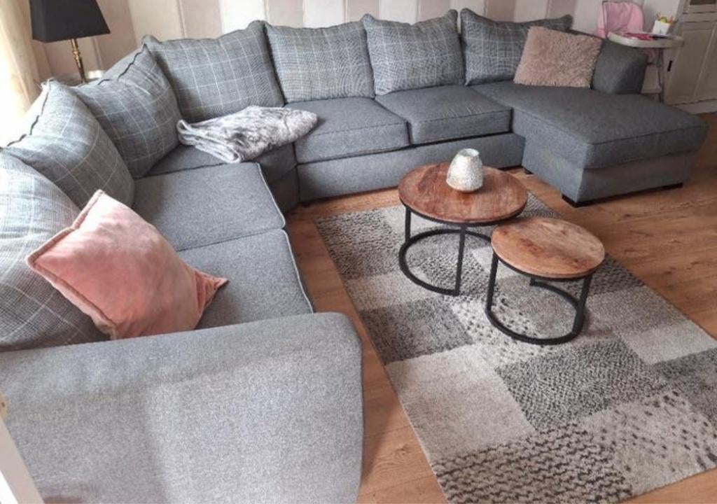 Hoekbank zetel salon, Huis en Inrichting, Ophalen, Vierpersoons of meer, Stof