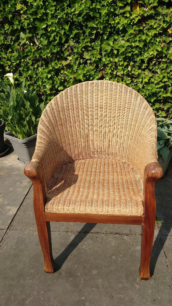 Koloniale rotan fauteuil - Rieten armstoel, Maison & Meubles, Fauteuils, Utilisé, Osier ou Rotin, 50 à 75 cm, Moins de 75 cm, Enlèvement