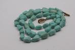 Ketting vintage Turkoois stenen met zilveren ring, Verzenden, Zo goed als nieuw, Steen of Mineraal, Met edelsteen