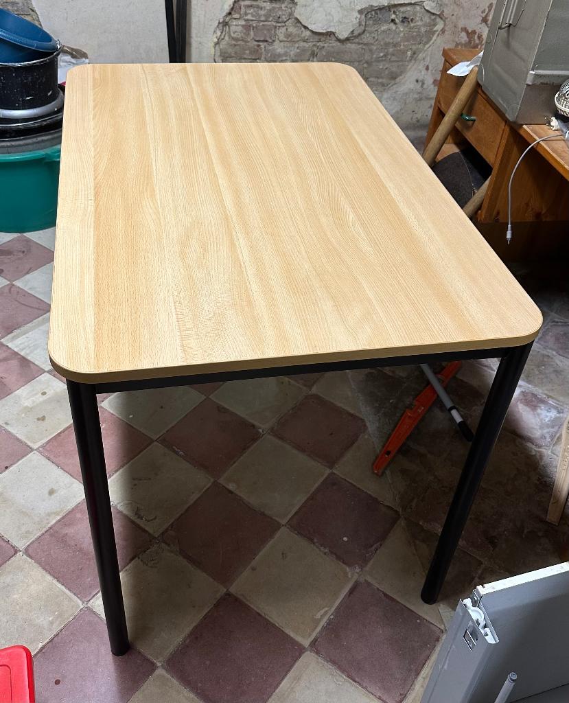 Table Robuste Acier/Bois L:110 l:70,5 H:74,5 cm, Maison & Meubles, 100 à 150 cm, Enlèvement, Utilisé, 50 à 100 cm