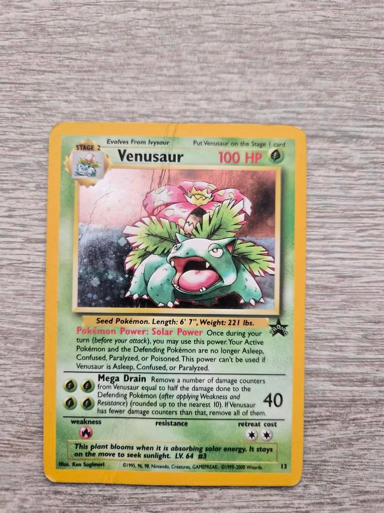 Venusaur holo promo WOTC black star very rare, Ophalen of Verzenden, Gebruikt, Losse kaart, Foil