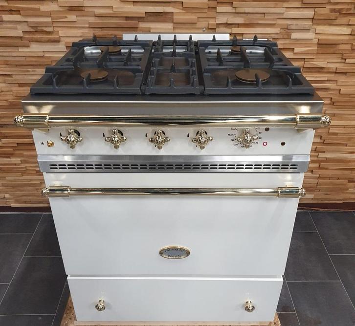 🔥Luxe Lacanche Fornuis 70cm crème + messing 4 pits, Electroménager, Cuisinières, Comme neuf, Autoportant, 5 zones de cuisson ou plus