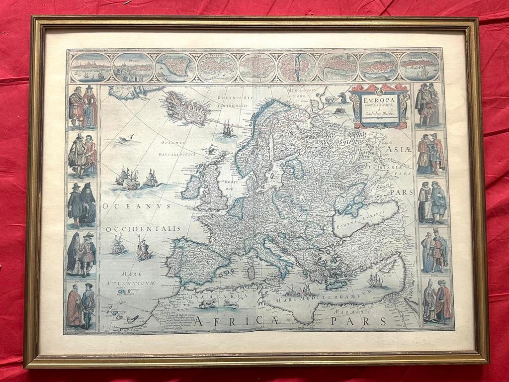 Carte d’Europe encadrée, Antiek en Kunst, Antiek | Schoolplaten, Ophalen