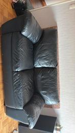 2-zits zwarte lederen sofa – €30 – Leuven, Enlèvement, Comme neuf
