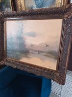 Schilderij jacht eenden , prachtstuk , brocante kader, Antiek en Kunst, Kunst | Schilderijen | Klassiek, Ophalen