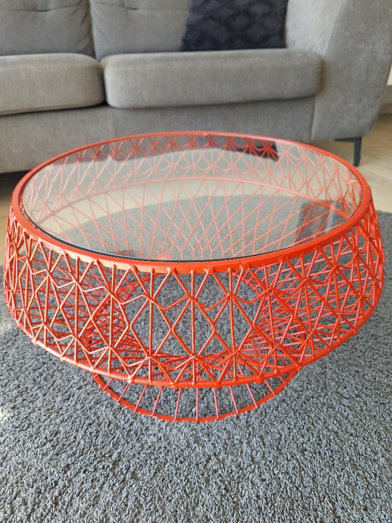 Petite table de salon ou d'appoint, Huis en Inrichting, Tafels | Salontafels, Gebruikt, Minder dan 50 cm, Rond, Glas, Metaal, Ophalen