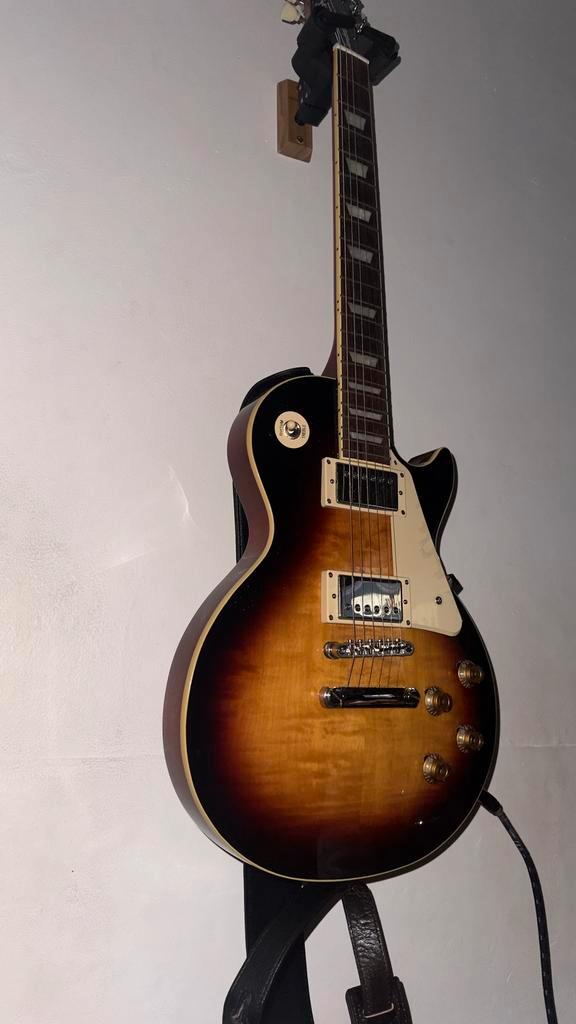 Epiphone Les Paul Standard 50s Figured Bourbon Burst + tas, Muziek en Instrumenten, Snaarinstrumenten | Gitaren | Elektrisch, Zo goed als nieuw