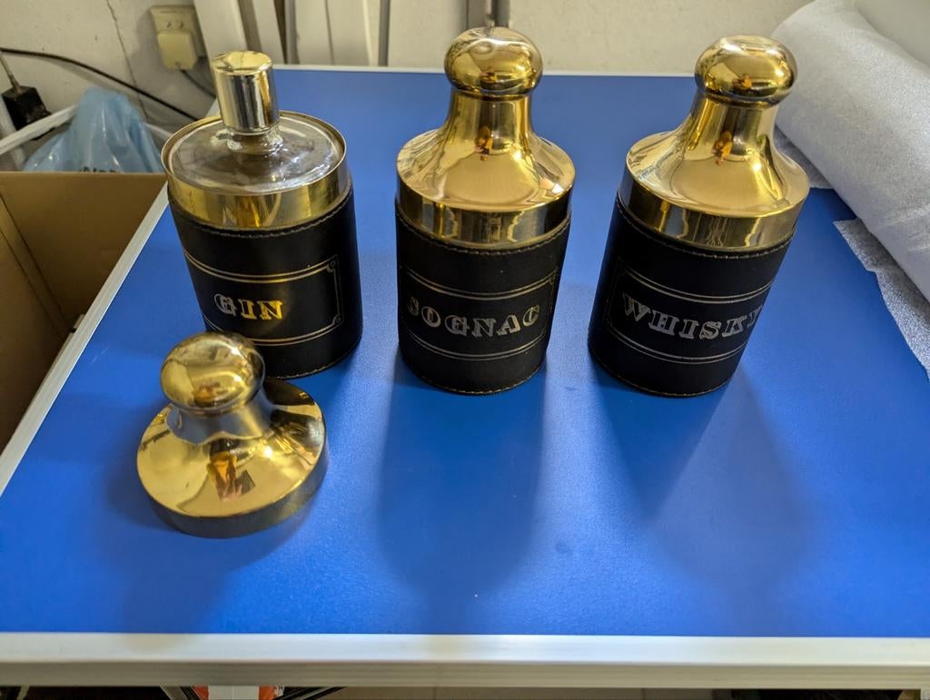 Luxueus 3 delig barset. Wisky, Gin en Cognac met binnen fles, Maison & Meubles, Enlèvement