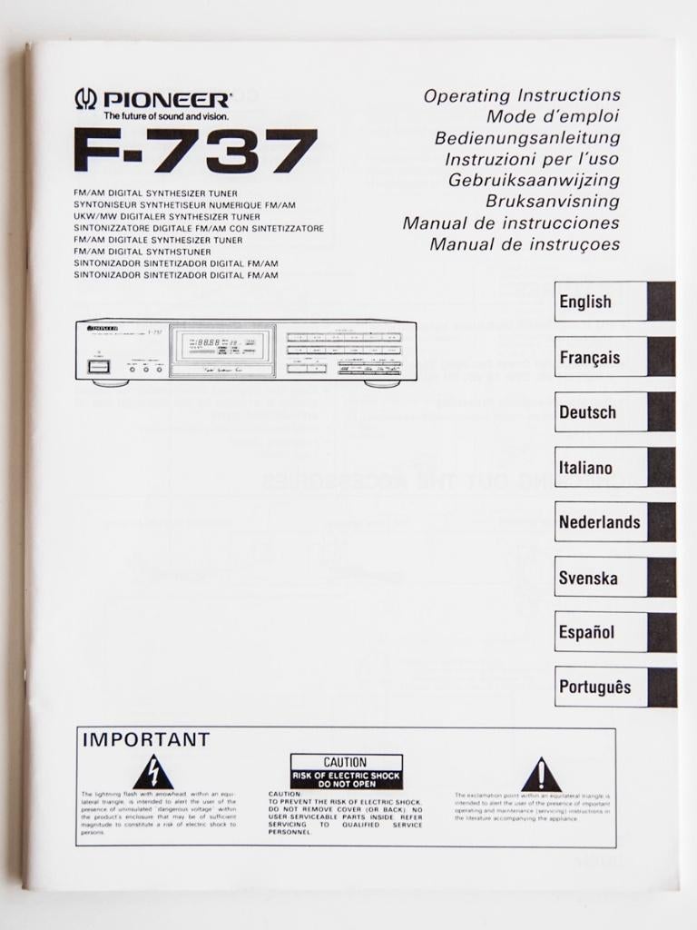 Pioneer F-737 Tuner top klasse, TV, Hi-fi & Vidéo, Tuners, Enlèvement, Comme neuf