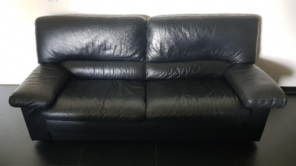 Lederen salon - zwart, Enlèvement, Utilisé, Cuir