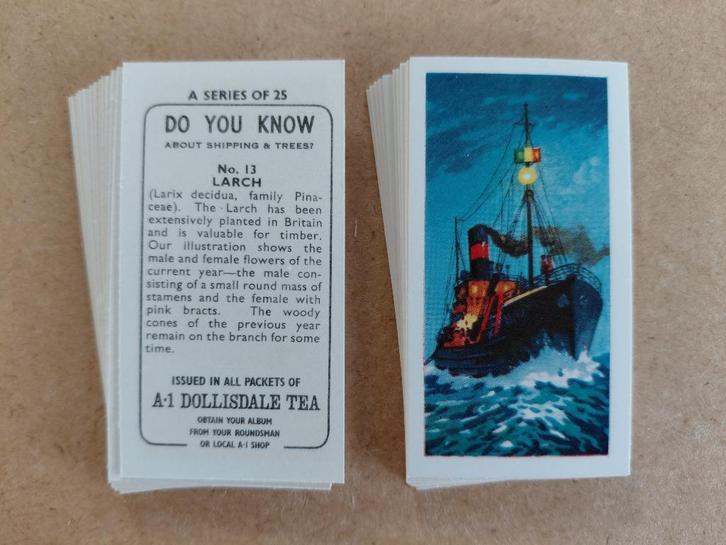 Do You Know About Shipping and Trees complete set 25 chromos, Verzamelen, Foto's en Prenten, Overige onderwerpen, 1960 tot 1980