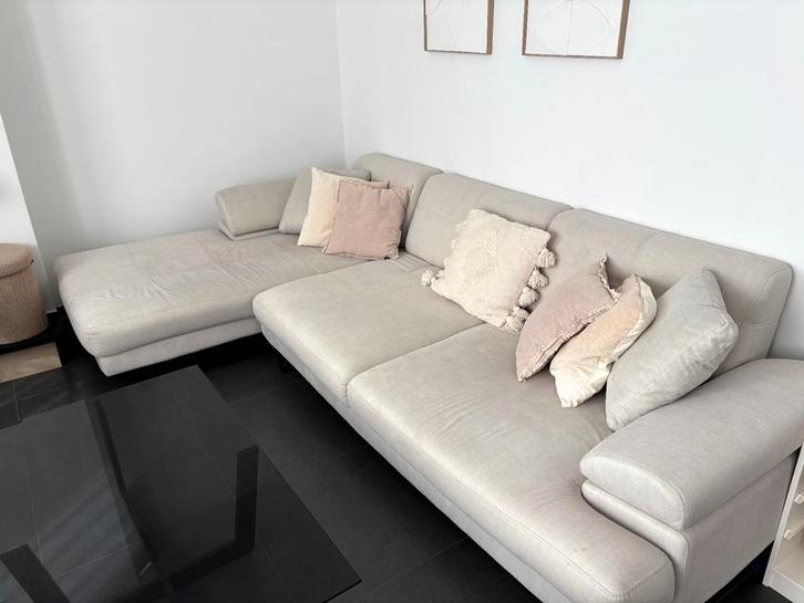 Canapé d'angle - beige-gris (greige), Huis en Inrichting, Zetels | Complete zithoeken, Gebruikt, Ophalen