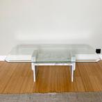 Table basse vintage italienne en marbre et verre, Comme neuf, Moins de 45 cm, Rectangulaire, Enlèvement